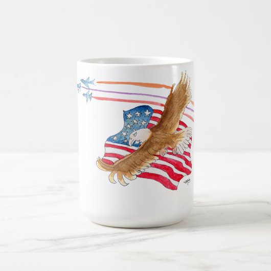 Eagle and American Flag コーヒーマグカップ (中央)