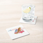 Eagle and American Flag スクエアペーパーコースター (インサイチュ)