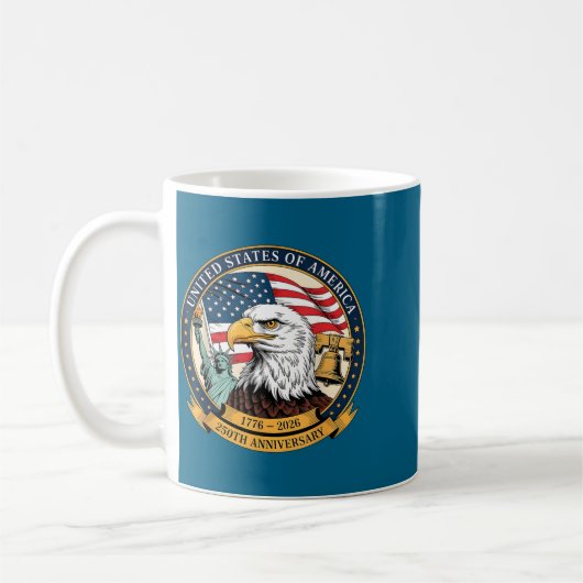 Eagle And Flag 1776-2026 250th Birthday America  コーヒーマグカップ (左)