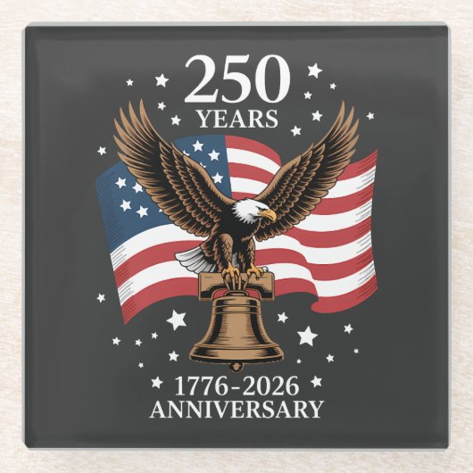 Eagle and Flag 250 Years of America 1776-2026 ガラスコースター (正面)
