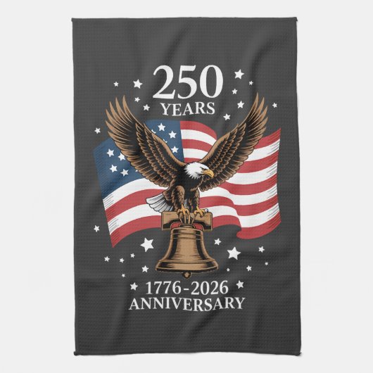 Eagle and Flag 250 Years of America 1776-2026 キッチンタオル (縦)