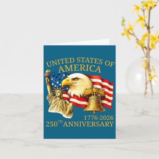 Eagle And Flag 250th Birthday America Since 1776  カード (黄色い花)