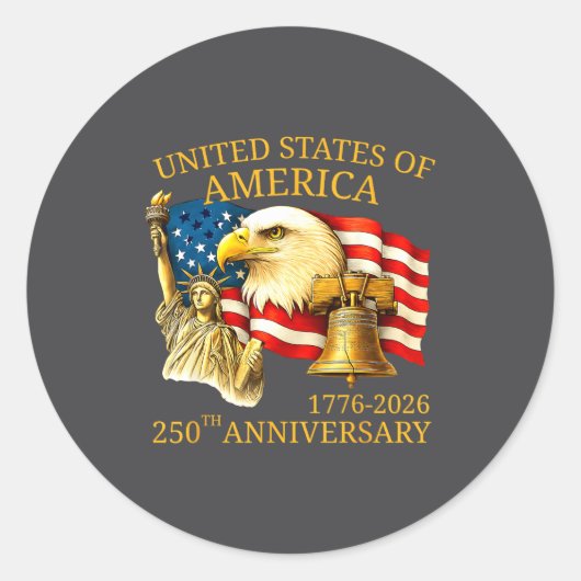 Eagle And Flag 250th Birthday America Since 1776 ラウンドシール (正面)
