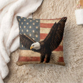 Eagle and U.S. American Flag Pillow クッション (ブランケット)