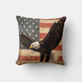 Eagle and U.S. American Flag Pillow クッション (正面)