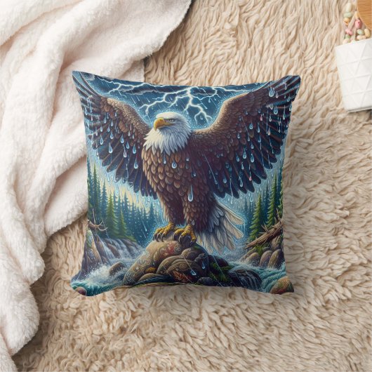 Eagle Art Throw Pillow クッション (ブランケット)