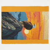 Eagle at Sunset フリースブランケット (正面(横))