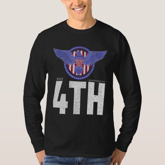 Eagle Badge Independence Day with American Happy 4 Tシャツ (正面)