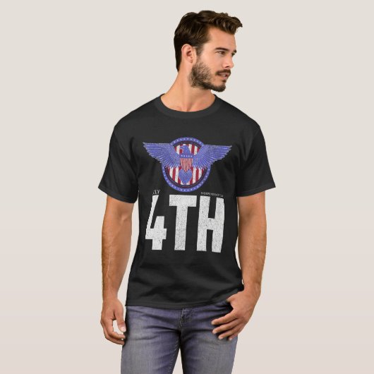 Eagle Badge Independence Day with American Happy 4 Tシャツ (正面フル)