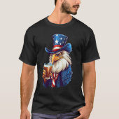 Eagle Beer Drinking America Patriotic Eagle 4th Of Tシャツ (正面)