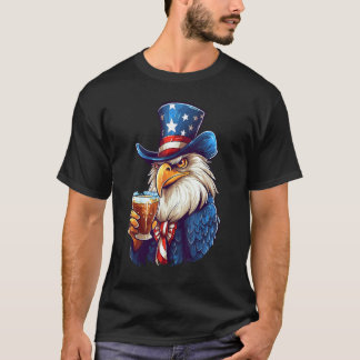 Eagle Beer Drinking America Patriotic Eagle 4th Of Tシャツ