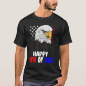 Eagle Bird 4th of July American Flag Veterans Memo Tシャツ (正面)