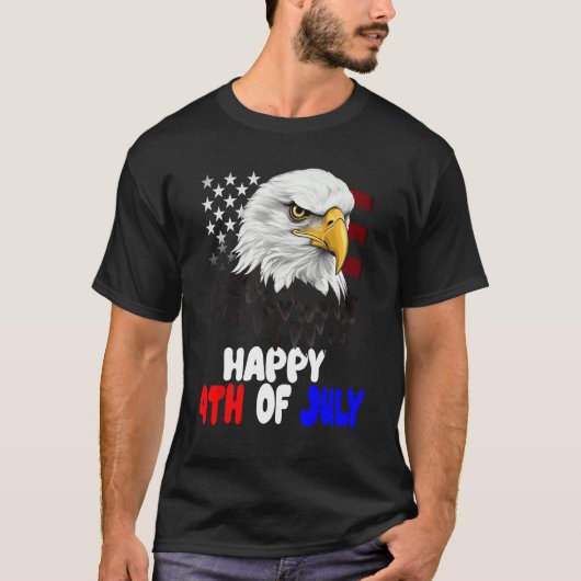Eagle Bird 4th of July American Flag Veterans Memo Tシャツ (正面)
