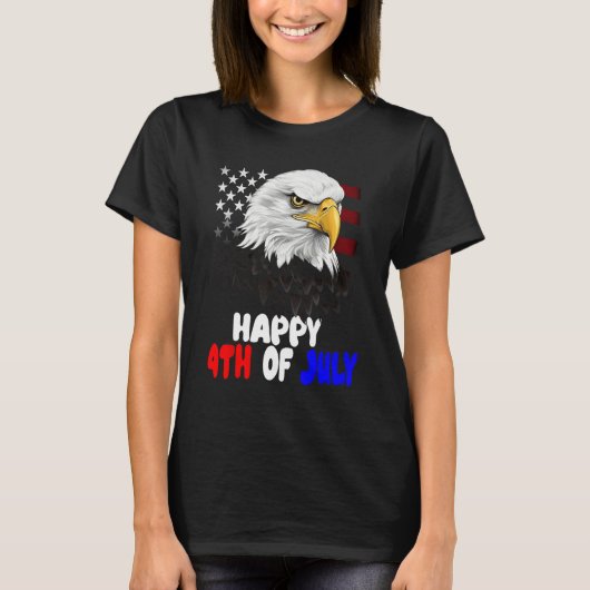 Eagle Bird 4th of July American Flag Veterans Memo Tシャツ (正面)