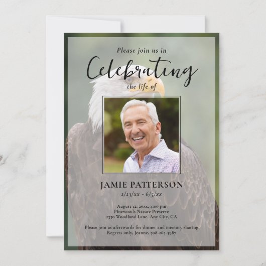 Eagle Bird, Celebration of Life, Funeral Photo 招待状 (正面)