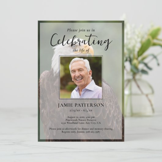 Eagle Bird, Celebration of Life, Funeral Photo 招待状 (スタンド正面)