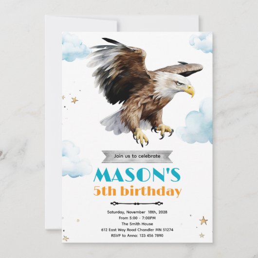 Eagle birthday party theme invitation 招待状 (正面)