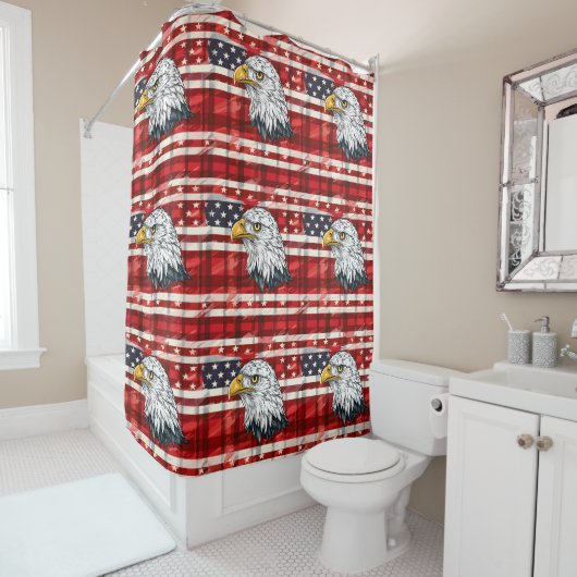 Eagle Emblem Curtain Bold Patriotic Bath Design シャワーカーテン (インサイチュ)