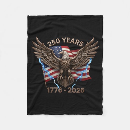 Eagle Flag 250 Years 1776-2026 250th Birthday  フリースブランケット (正面)