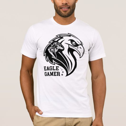 Eagle gamer logo with gaming controller and fierce tシャツ (正面)