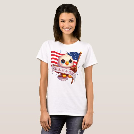Eagle God Bless America USA Flag Patriotic 🦅🇺🇸  Tシャツ (正面フル)