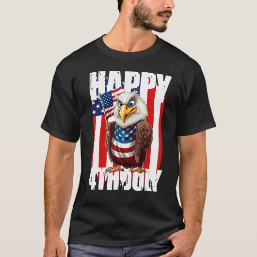 Eagle Happy 4th Of July Patriotic American 1 Tシャツ (正面)