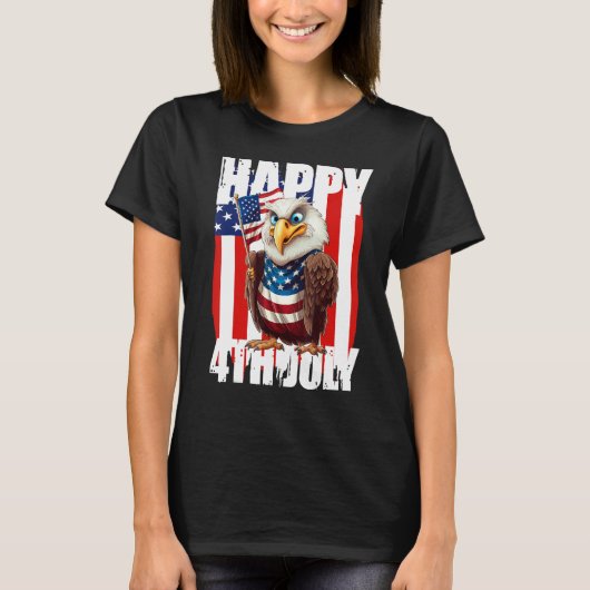 Eagle Happy 4th Of July Patriotic American 1 Tシャツ (正面)