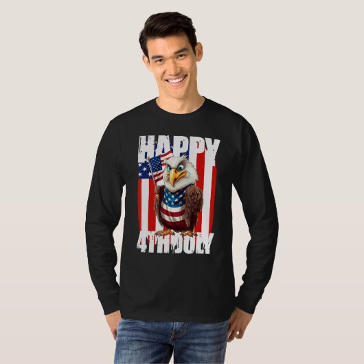 Eagle Happy 4th Of July Patriotic American 1 Tシャツ (正面フル)