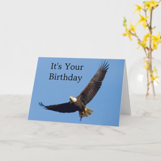 Eagle In Flight Birthday Greeting Card カード (黄色い花)