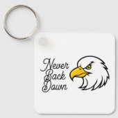 Eagle Keychain  Never Back Down Motivational Quote キーホルダー (正面)