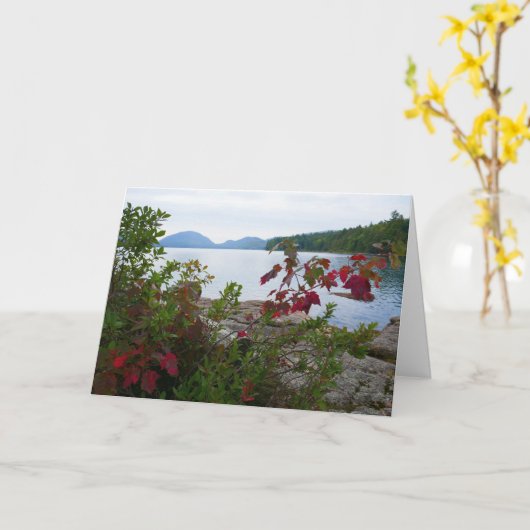 Eagle Lake and Red Maple Leaves II カード (黄色い花)