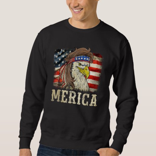 Eagle Merica USA Flag Patriotic Freedom 4th Of Jul スウェットシャツ (正面)