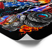 Eagle Monster Truck Dinosaur July 4th America Patr ポスター (角)