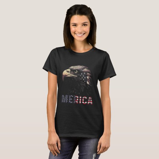 Eagle Mullet 4th Of July USA American Flag Merica Tシャツ (正面フル)