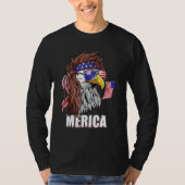 Eagle Mullet 4th Of July USA American Flag Merica Tシャツ (正面)