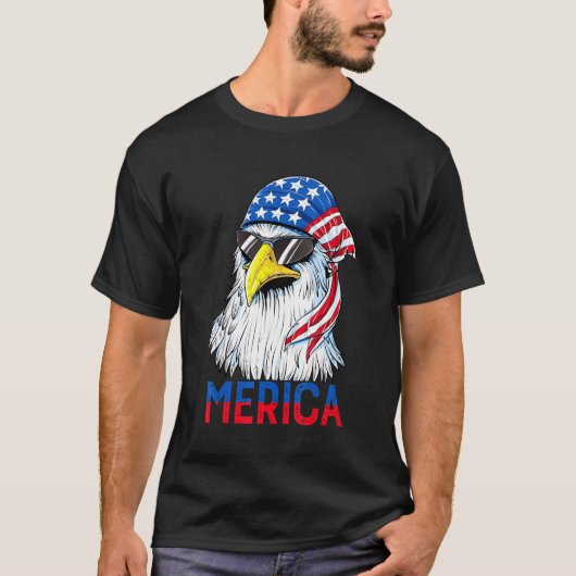 Eagle Mullet Merica Shirt Men 4 Th Of July America Tシャツ (正面)