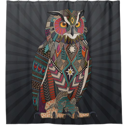 eagle owl dark シャワーカーテン (正面)