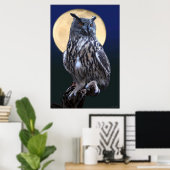 Eagle Owl Water Color Poster -24x36またはそれ以下 ポスター (ホームオフィス)