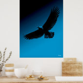 Eagle Poster – Black Silhouette on Blue Sky ポスター (キッチン)