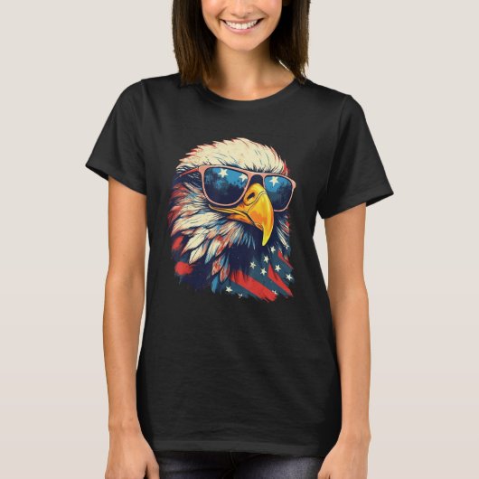 Eagle Proud Patriotic American US Flag 4th Of July Tシャツ (正面)