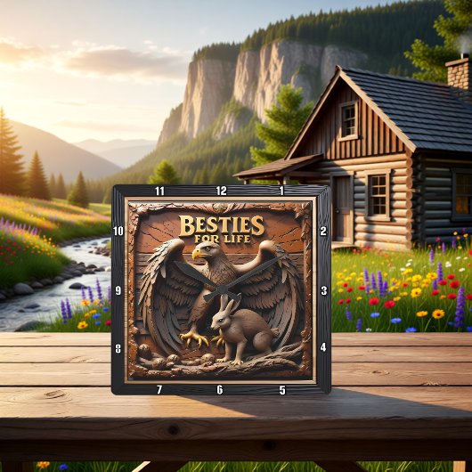 Eagle Rabbit Friendship Mountain スクエア壁時計