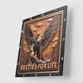 Eagle Rabbit Textured Besties スクエア壁時計 (傾斜)