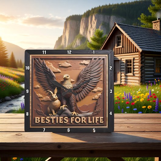 Eagle Rabbit Textured Besties スクエア壁時計