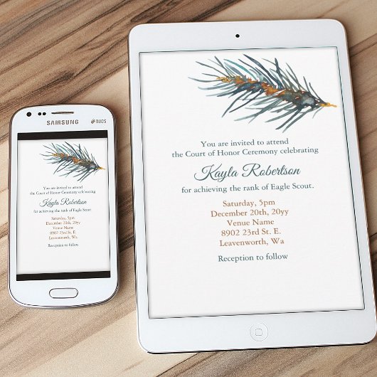 Eagle Scout, Court of Honor, Pine Needles 招待状