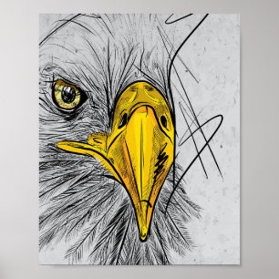 Eagle Sketch Face Wall Art ポスター