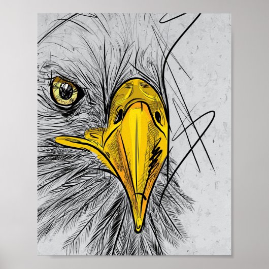 Eagle Sketch Face Wall Art ポスター (正面)