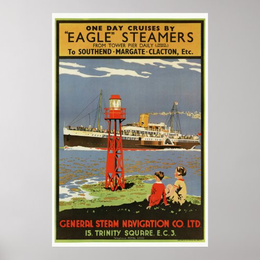 Eagle Steamers UK Vintage Poster 1935 ポスター (正面)