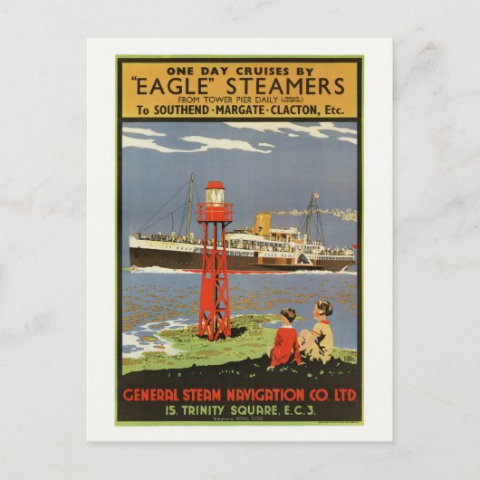 Eagle Steamers UK Vintage Poster 1935 ポストカード (正面)