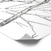 Eagle Tree Desert Landscape Ink Sketch ポスター (角)