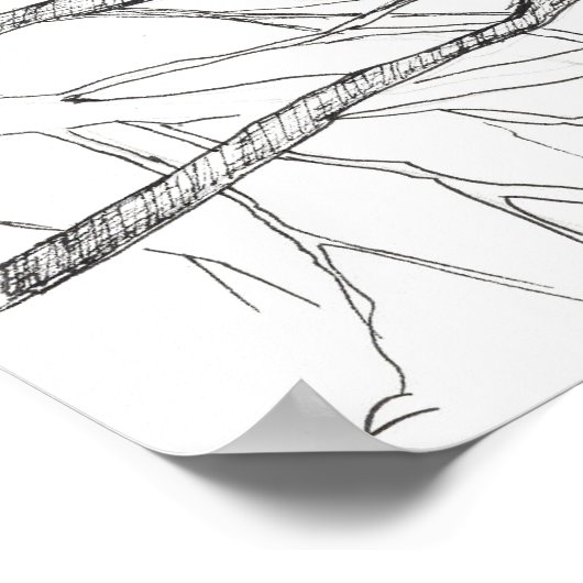 Eagle Tree Desert Landscape Ink Sketch ポスター (角)